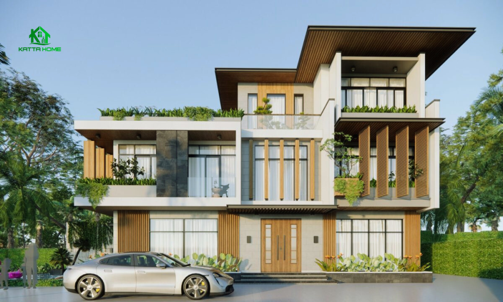 Mẫu biệt thự 3 tầng mái bằng đẹp không tì vết