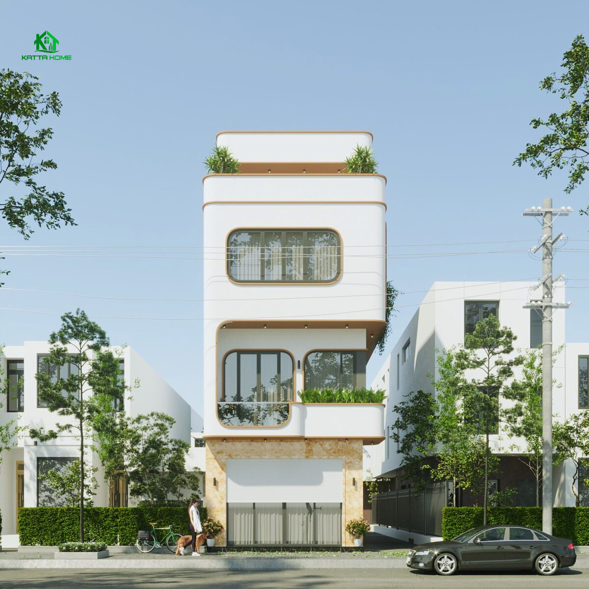 Mẫu nhà phố 4 tầng dấu ân giữa phố thị hiện đại Nhà phố 4 tầng Dấu ấn giữa phố thị