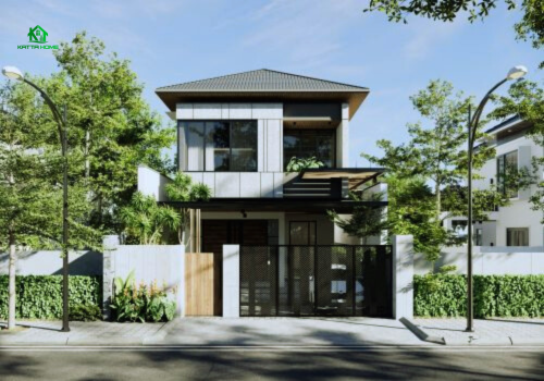 Mẫu nhà mái nhật 2 tầng đẹp xinh