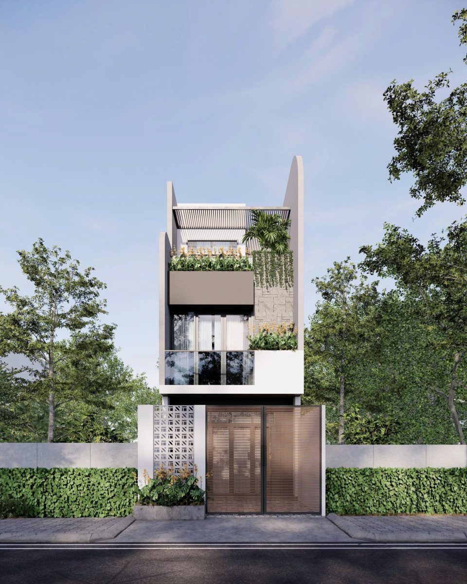 Mẫu nhà phố 3 tầng xanh mát Mẫu nhà phố 3 tầng xanh mát - Ảnh 3