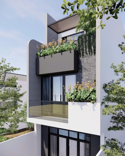 Mẫu nhà phố 3 tầng xanh mát Mẫu nhà phố 3 tầng xanh mát - Ảnh 4