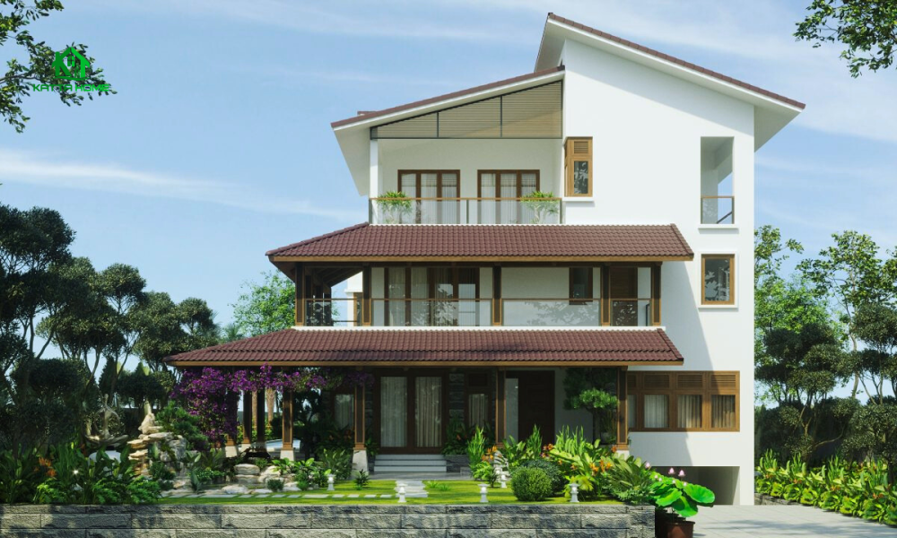 Nhà mái nhật 3 tầng lệch