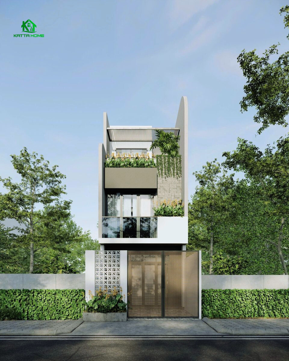 Nhà phố 3 tầng xanh mát