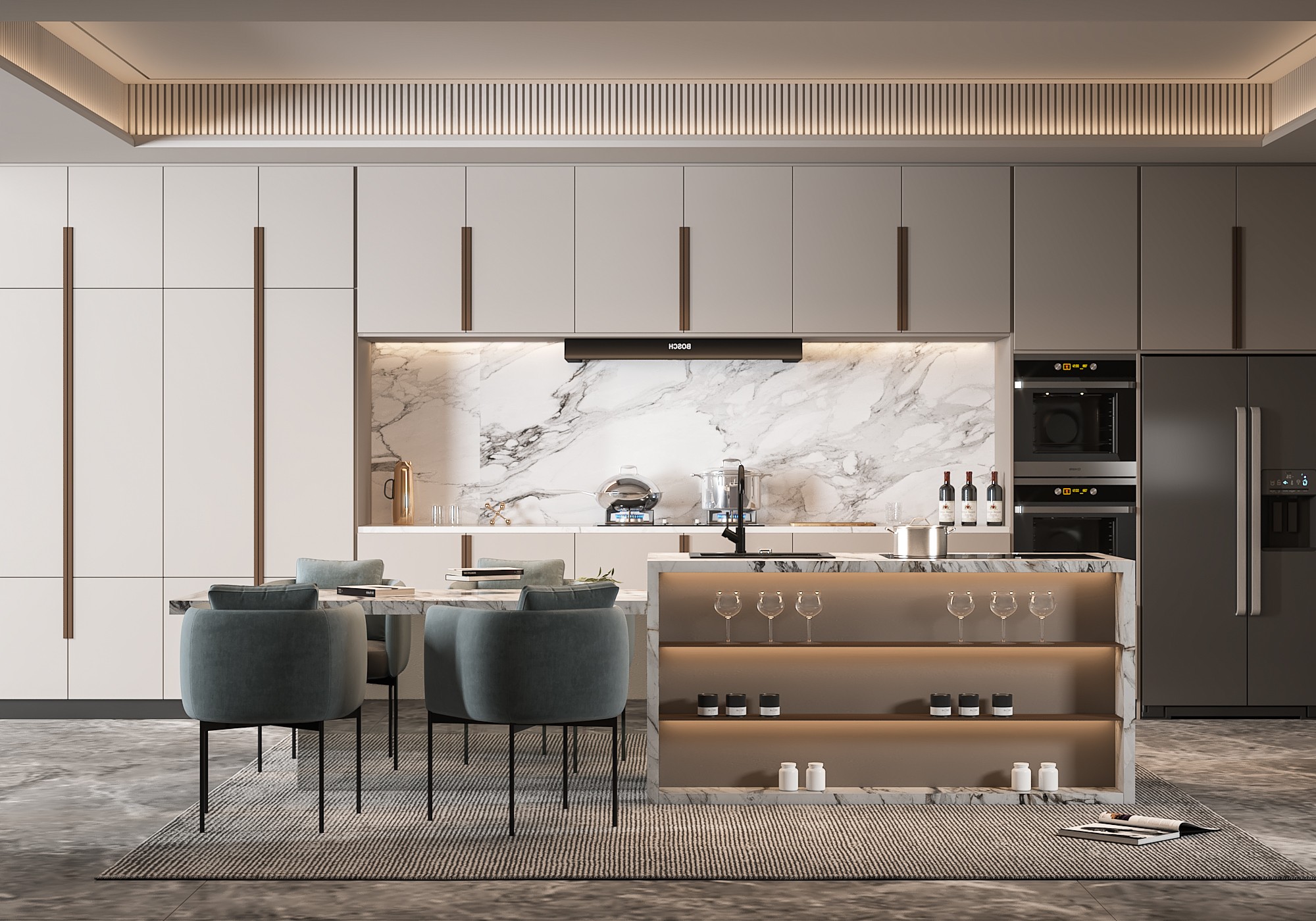 Nội thất phòng bếp tôn trắng hiện đại Nội thất phòng bếp tôn trắng hiện đại - Ảnh 5