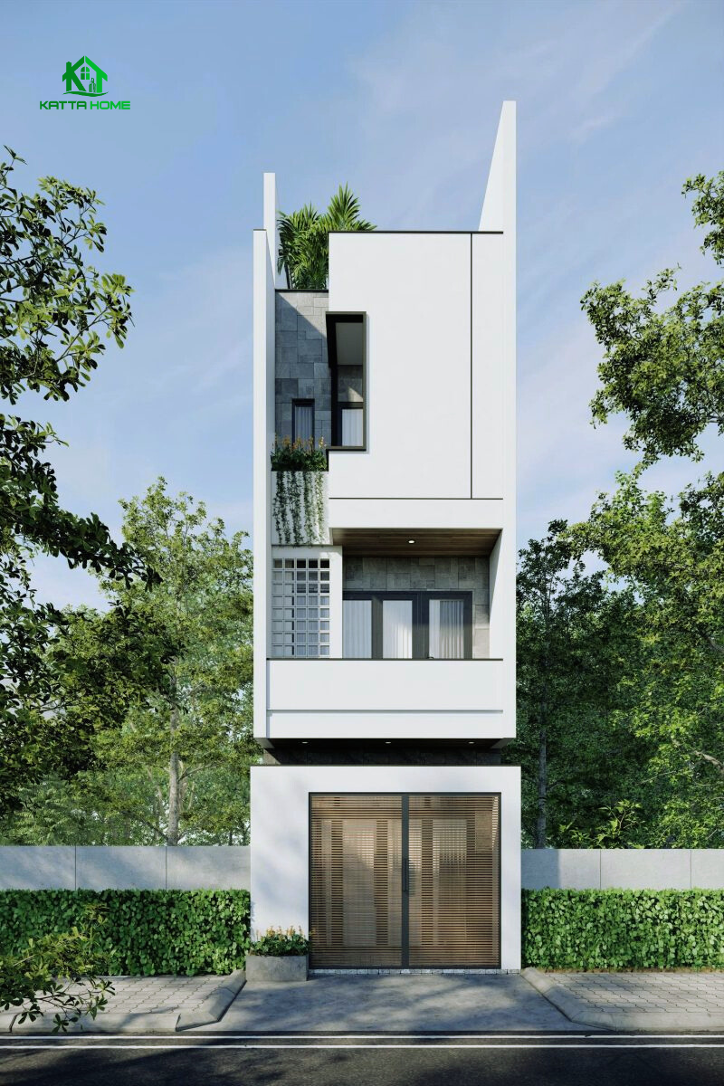 Nhà phố 3 tầng hiện đại hình khối